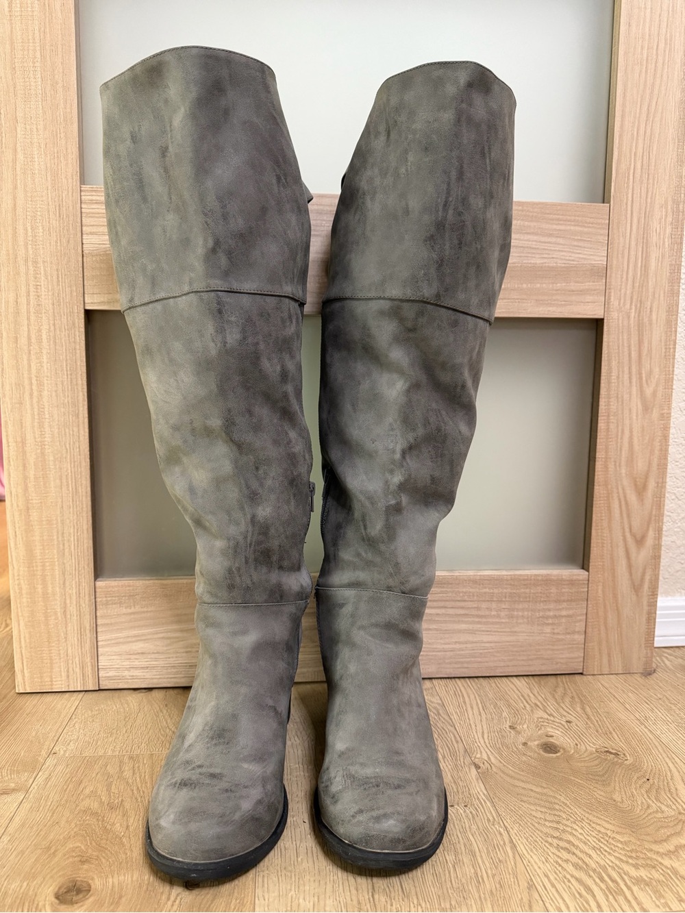 Torrid Grey Faux Suede Over-The-Knee Boots Wide Width 11W